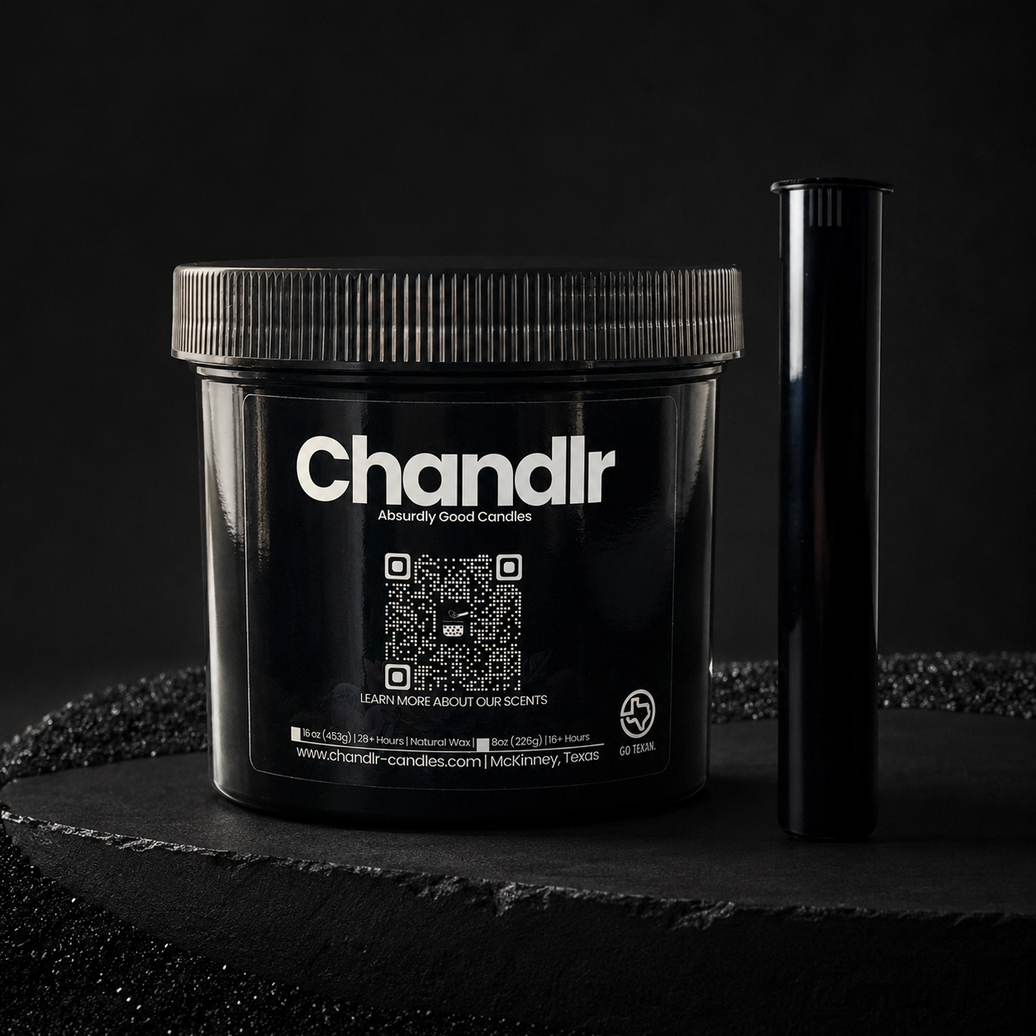 Handcrafted candle burning with warm glow