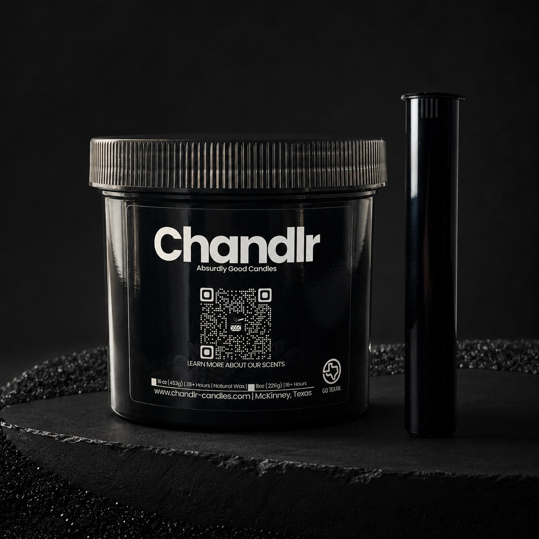 Handcrafted candle burning with warm glow